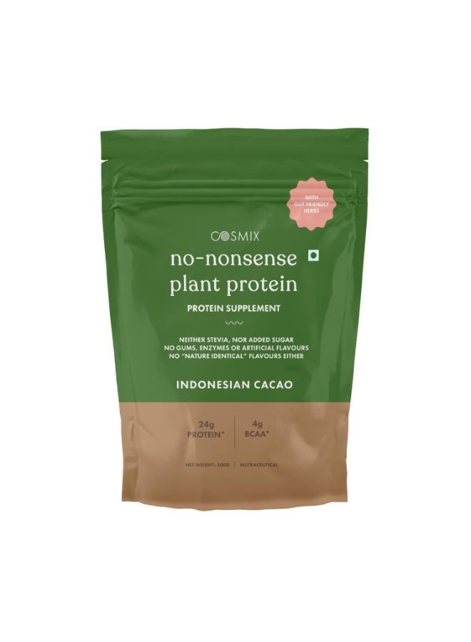 Cosmix No-Nonsense Plant Protein | 24 Protein/Serve, 500g Pouch | Indonesian Cacao (Chocolate) | Plant Based Protein, Pea & Rice Isolate | Clean, Easy to Digest | All Essential Amino Acids - Image 1